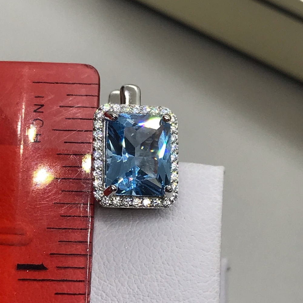 Sky Blue Topaz S925 CZ Earrings - Picture 5 of 8